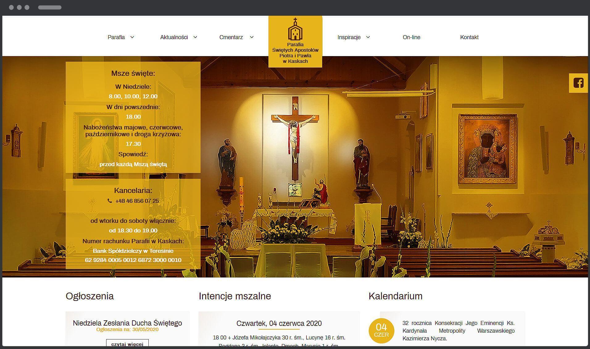 Strona internetowa Parafii Rzymskokatolickiej Świętych Apostołów Piotra i Pawła w Kaskach